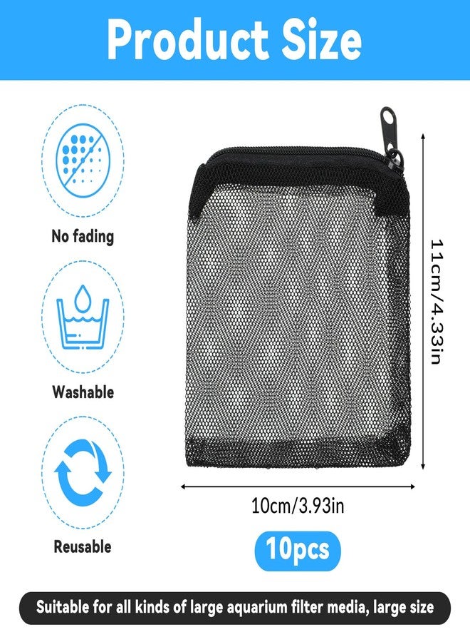 Bruislard 10Pcs Mini Fish Tank Filter Media Bags for Aquarium, Fish Tank Fine Mesh Bag with Plastic Zipper, Reusable Bag for Bio Activated Carbon Filterstones(4" x 4") - Image 2